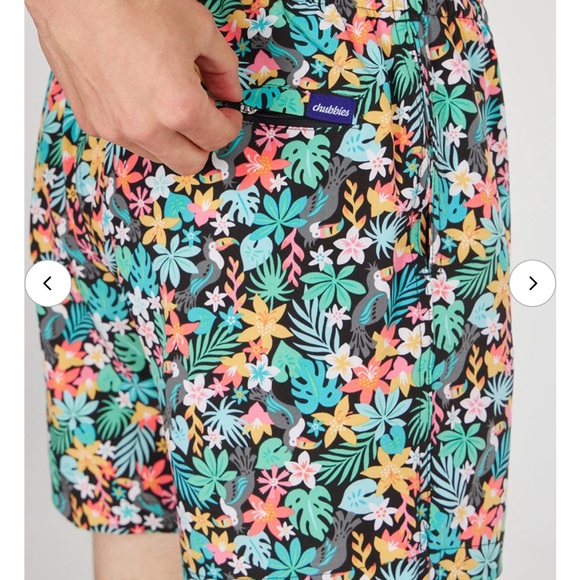 Chubbies Pink and Green Swim Trunks Vibrant Floral Quick-Dry - Picture 4 of 4